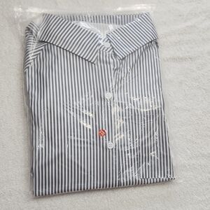 XL Gra/White Striped LS Dress Shirt
